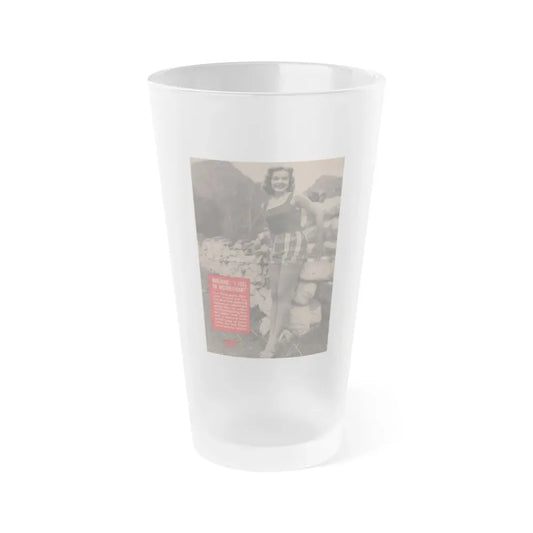 Leslie Parrish #154 - People Pocket Mag. 5-4-55 - 1 B&W Photo & Caption (Vintage Female Icon) Frosted Pint Glass 16oz 16oz Frosted - Go Mug Yourself