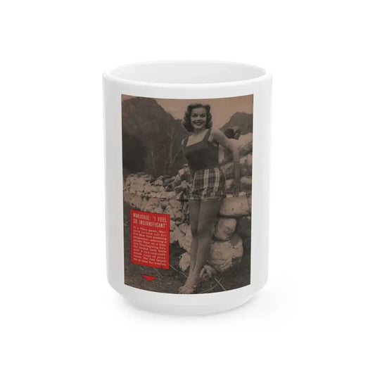 Leslie Parrish #154 - People Pocket Mag. 5-4-55 - 1 B&W Photo & Caption (Vintage Female Icon) White Coffee Mug 15oz - Go Mug Yourself