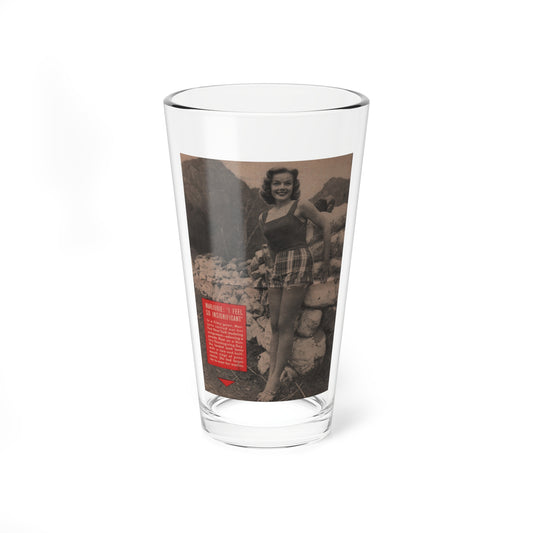 Leslie Parrish #154 - People Pocket Mag. 5-4-55 - 1 B&W Photo & Caption (Vintage Female Icon) Pint Glass 16oz-16oz-Go Mug Yourself