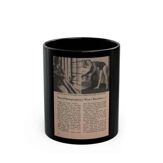 Leslie Parrish #155 - People Pocket Mag. 5-4-55 - 2 B&W Photos & Article Ending (Vintage Female Icon) Black Coffee Mug 11oz - Go Mug Yourself