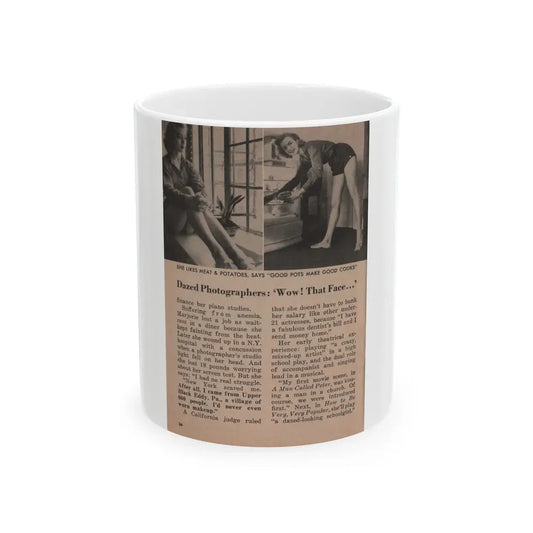 Leslie Parrish #155 - People Pocket Mag. 5-4-55 - 2 B&W Photos & Article Ending (Vintage Female Icon) White Coffee Mug 11oz - Go Mug Yourself