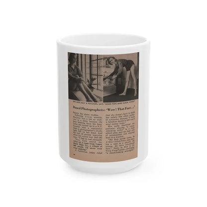 Leslie Parrish #155 - People Pocket Mag. 5-4-55 - 2 B&W Photos & Article Ending (Vintage Female Icon) White Coffee Mug 15oz - Go Mug Yourself