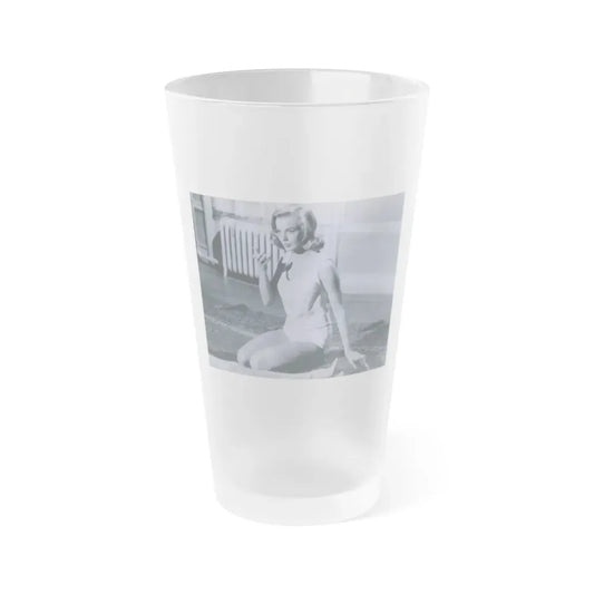 Leslie Parrish #182 (Vintage Female Icon) Frosted Pint Glass 16oz 16oz Frosted - Go Mug Yourself