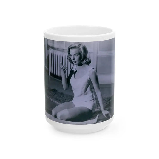 Leslie Parrish #182 (Vintage Female Icon) White Coffee Mug 15oz - Go Mug Yourself