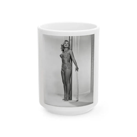 Leslie Parrish #184 (Vintage Female Icon) White Coffee Mug 15oz - Go Mug Yourself