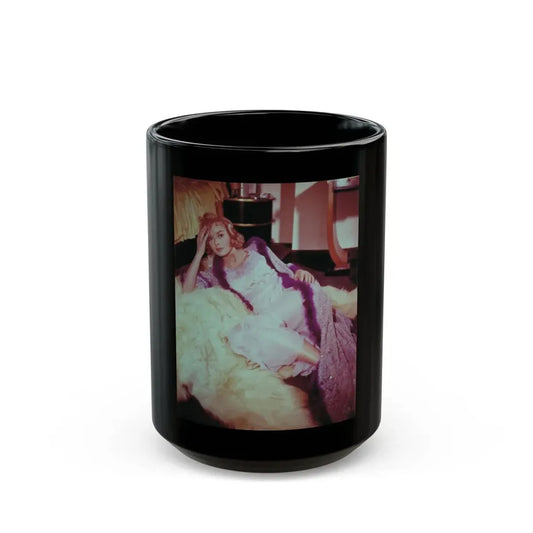 Leslie Parrish #200 (Vintage Female Icon) Black Coffee Mug 15oz - Go Mug Yourself