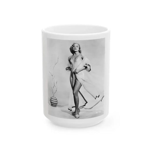 Leslie Parrish #202 (Vintage Female Icon) White Coffee Mug 15oz - Go Mug Yourself