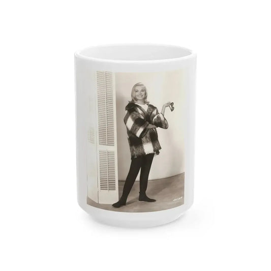 Leslie Parrish #208 (Vintage Female Icon) White Coffee Mug 15oz - Go Mug Yourself