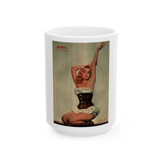 Leslie Parrish #211 (Vintage Female Icon) White Coffee Mug 15oz - Go Mug Yourself