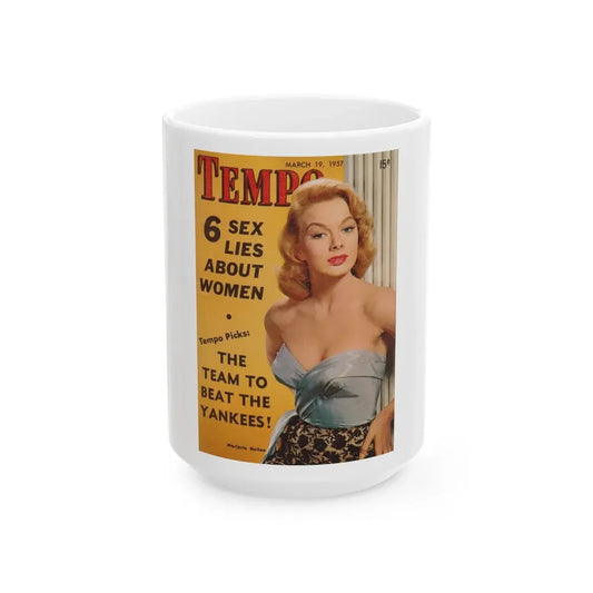 Leslie Parrish #224 - (Vintage Female Icon) White Coffee Mug 15oz - Go Mug Yourself