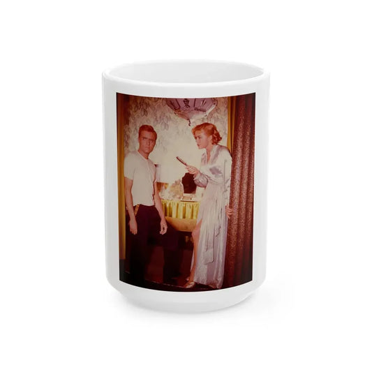 Leslie Parrish #226 (Vintage Female Icon) White Coffee Mug 15oz - Go Mug Yourself