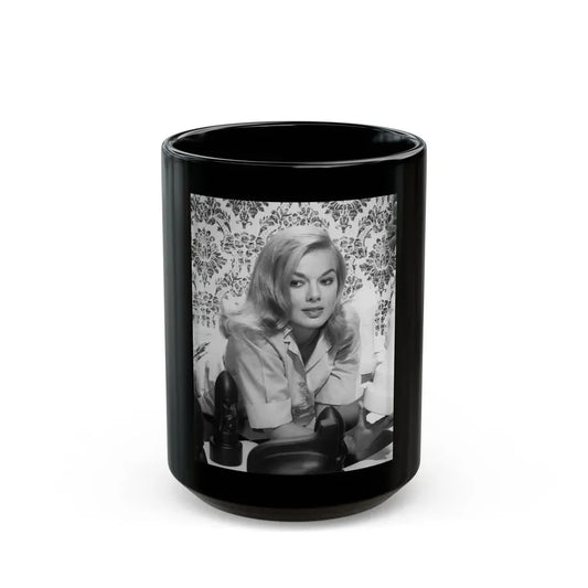 Leslie Parrish #242 (Vintage Female Icon) Black Coffee Mug 15oz - Go Mug Yourself