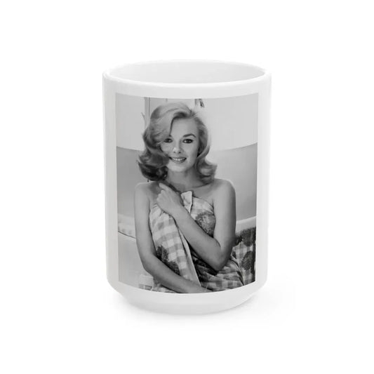 Leslie Parrish #253 (Vintage Female Icon) White Coffee Mug 15oz - Go Mug Yourself