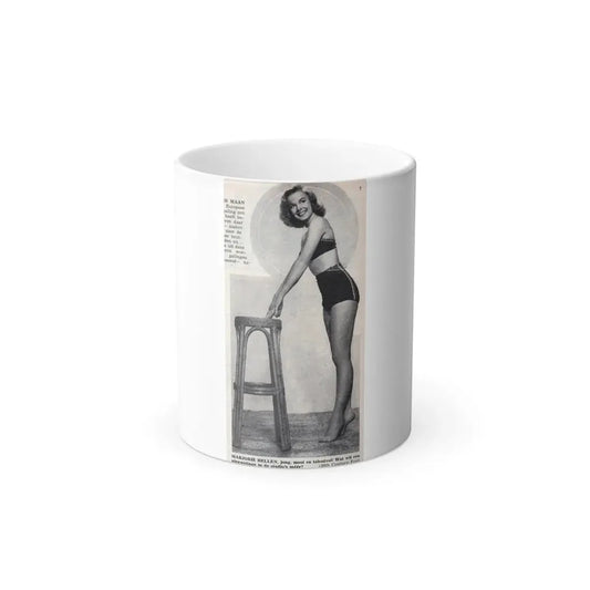 Leslie Parrish #274 - 1 Full Body Medium Size B&W Pin-Up Photo from DE LACH Dutch Film Star Mag. 2-17-56 (Vintage Female Icon) Color Changing Coffee Mug 11oz - Go Mug Yourself