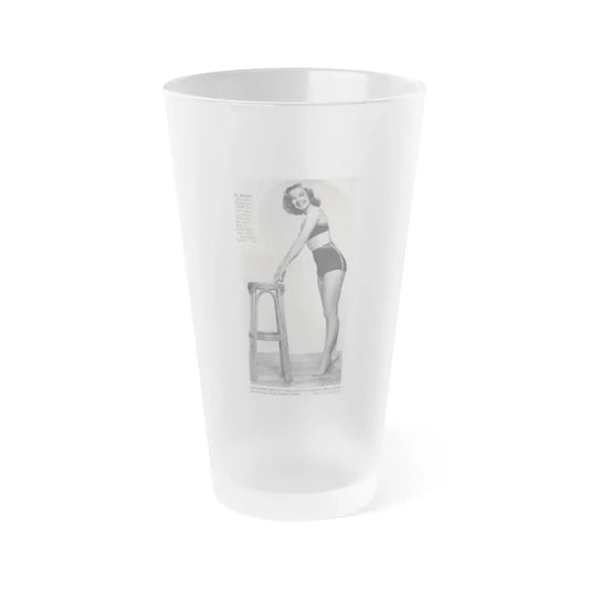 Leslie Parrish #274 - 1 Full Body Medium Size B&W Pin-Up Photo from DE LACH Dutch Film Star Mag. 2-17-56 (Vintage Female Icon) Frosted Pint Glass 16oz 16oz Frosted - Go Mug Yourself