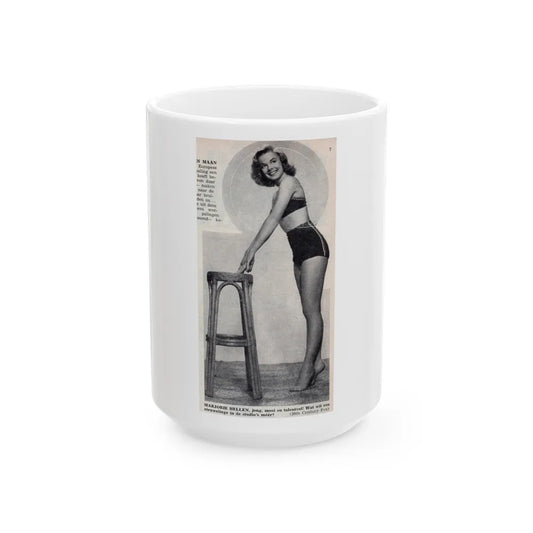 Leslie Parrish #274 - 1 Full Body Medium Size B&W Pin-Up Photo from DE LACH Dutch Film Star Mag. 2-17-56 (Vintage Female Icon) White Coffee Mug-15oz-Go Mug Yourself