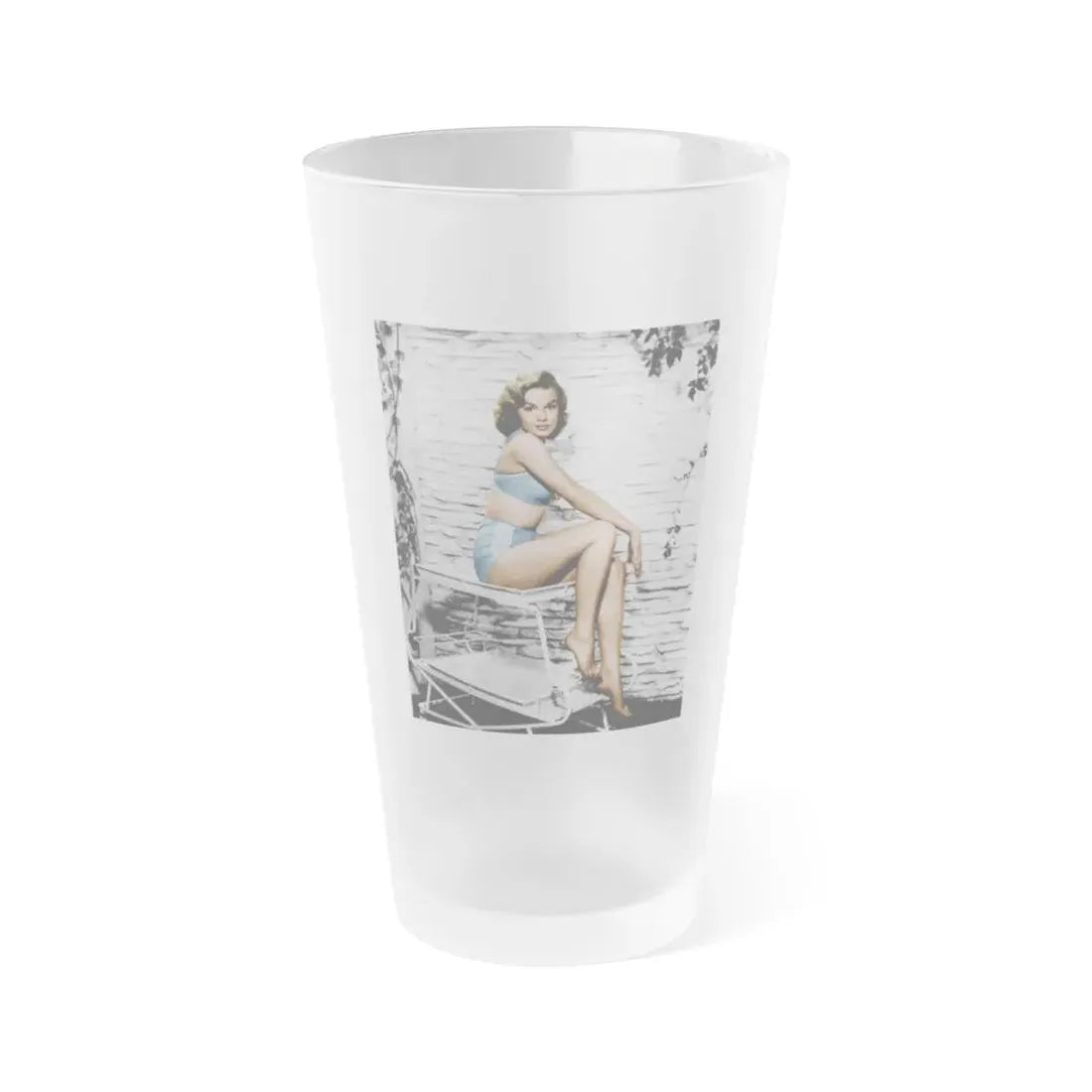 Leslie Parrish #42 (Vintage Female Icon) Frosted Pint Glass 16oz 16oz Frosted - Go Mug Yourself