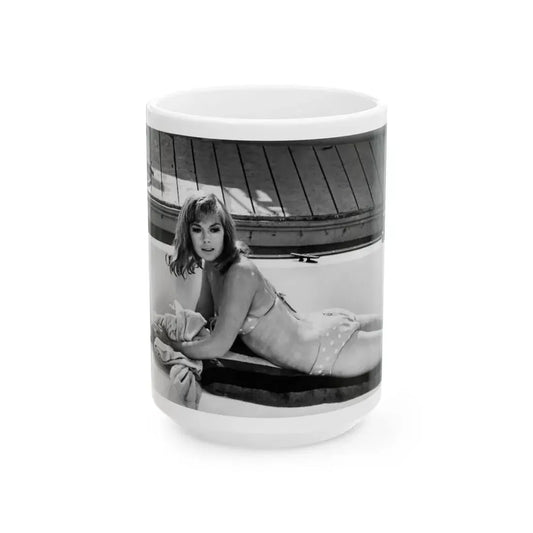 Leslie Parrish #61 (Vintage Female Icon) White Coffee Mug 15oz - Go Mug Yourself
