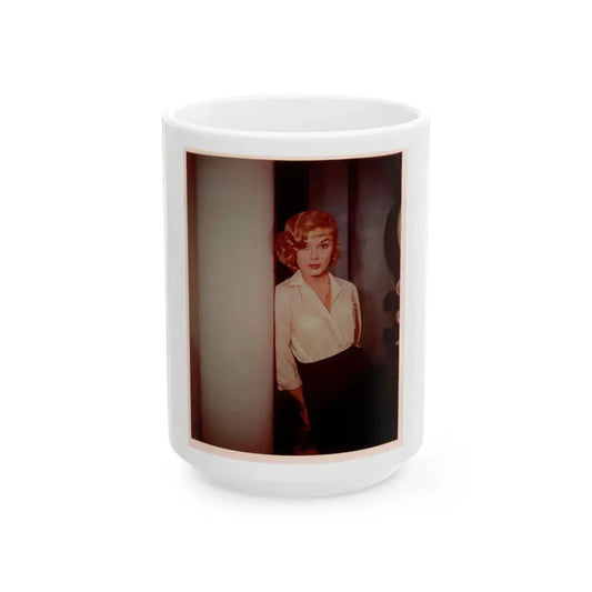 Leslie Parrish #76 (Vintage Female Icon) White Coffee Mug 15oz - Go Mug Yourself