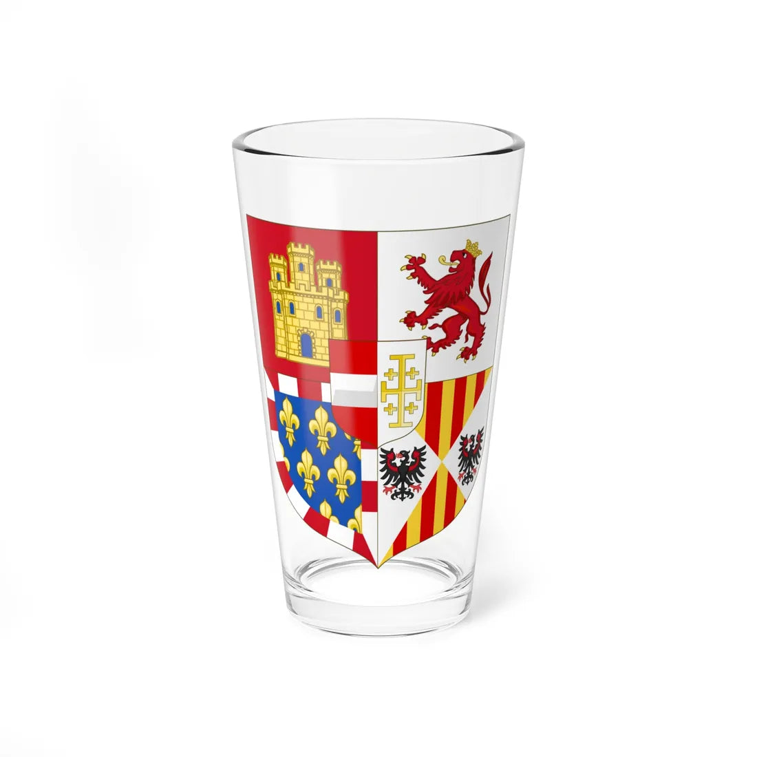 Lesser Arms of Charles V of Naples and III of Sicily (Austria) (Coat of Arms) Pint Glass 16oz 16oz - Go Mug Yourself