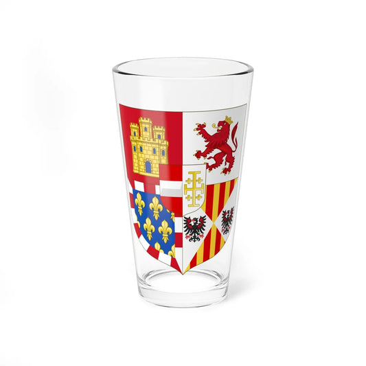 Lesser Arms of Charles V of Naples and III of Sicily (Italy) (Coat of Arms) Pint Glass 16oz 16oz - Go Mug Yourself