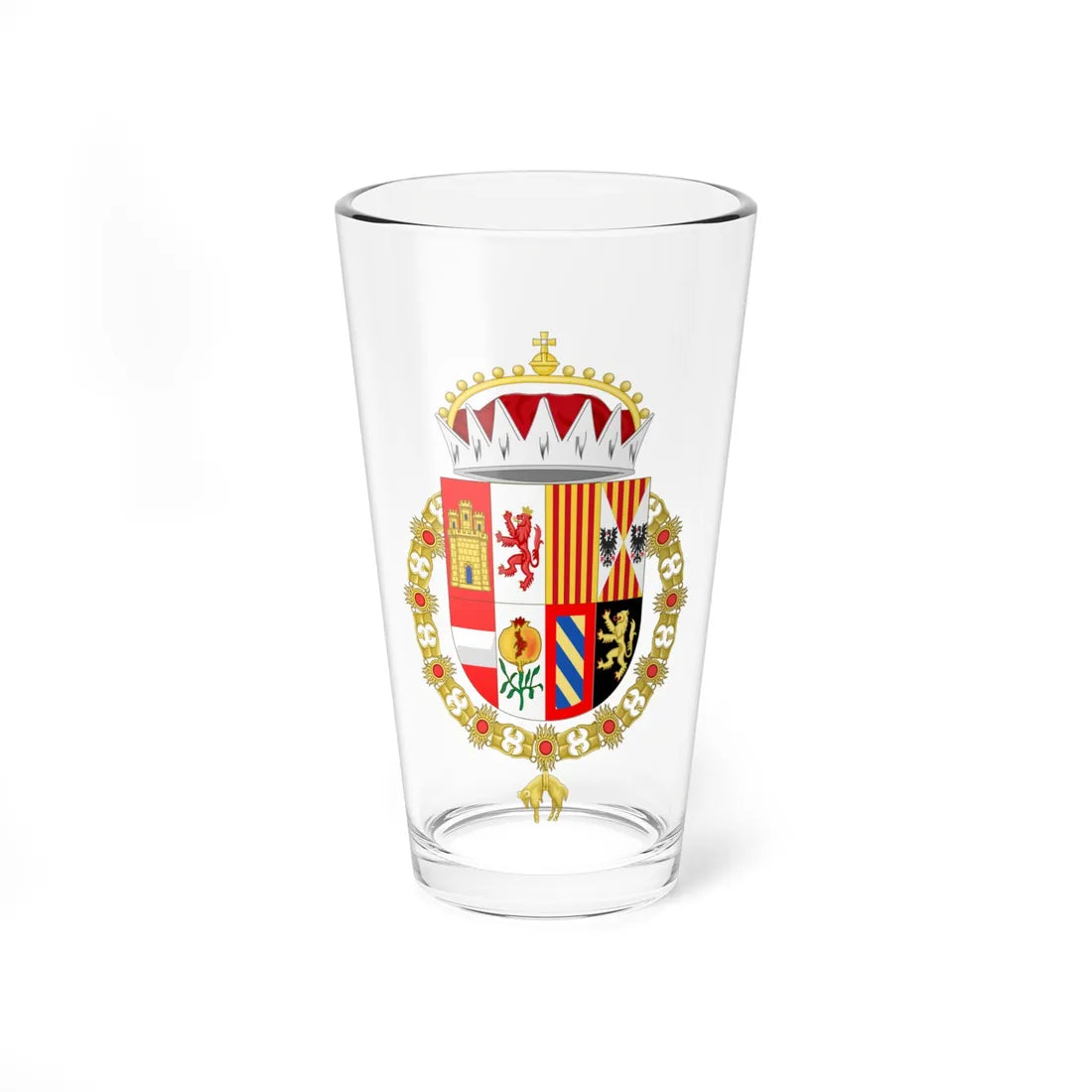 Lesser Coat of Arms of Charles V as Prince of Spains Archduke of Austria and Duke of Burgundy (Spain) (Coat of Arms) Pint Glass 16oz 16oz - Go Mug Yourself
