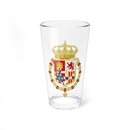 Lesser Coat of Arms of Charles V of Naples and III of Sicily (Spain) (Coat of Arms) Pint Glass 16oz 16oz - Go Mug Yourself