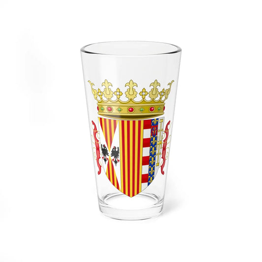 Lesser Coat of Arms of Ferdinand II of Aragon Both Sicilies and Count of Barcelona 1504-1516 (Spain) (Coat of Arms) Pint Glass 16oz 16oz - Go Mug Yourself