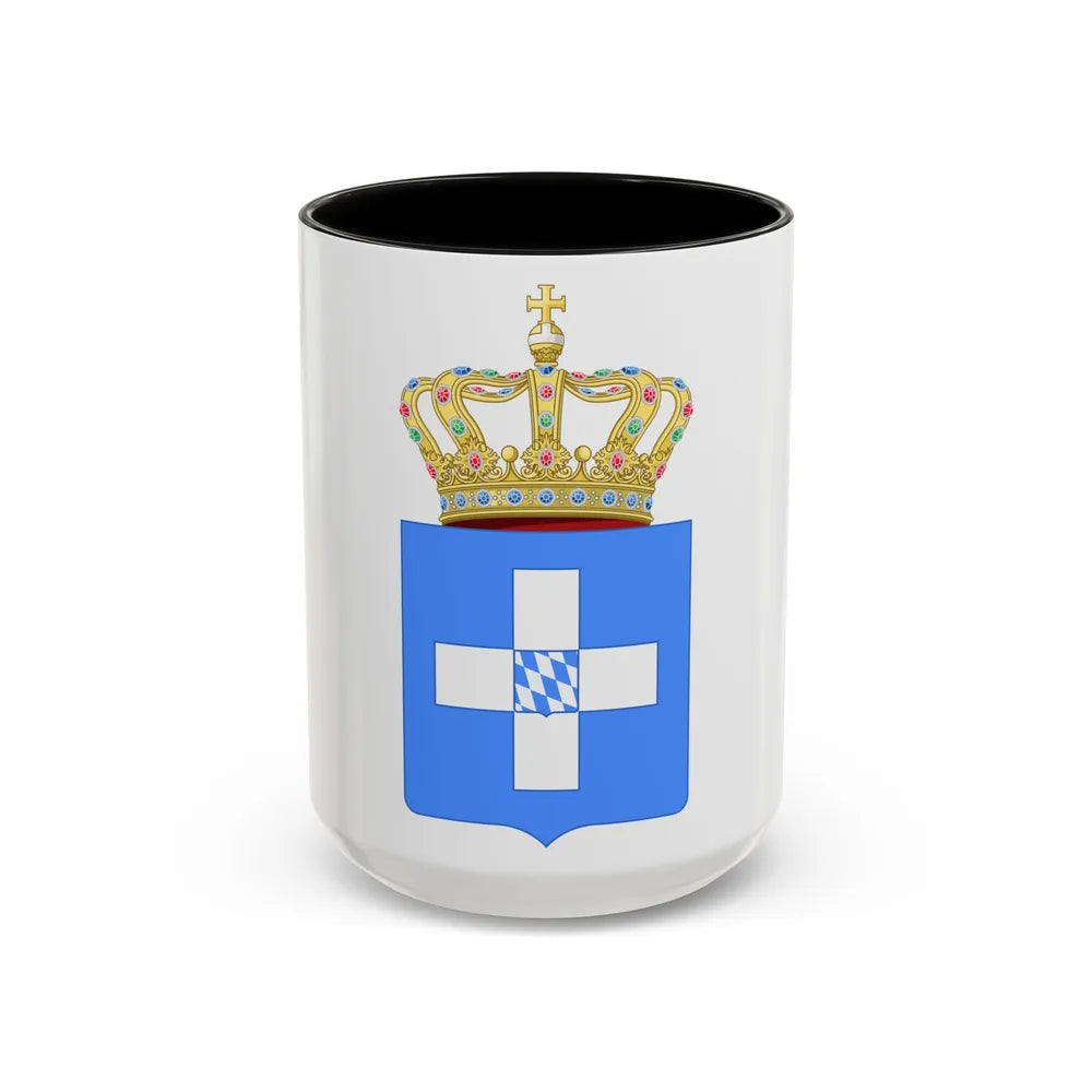 Lesser Coat of Arms of Greece (Wittelsbach) - Accent Coffee Mug 15oz Black - Go Mug Yourself