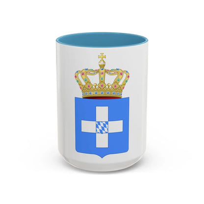 Lesser Coat of Arms of Greece (Wittelsbach) - Accent Coffee Mug 15oz Light Blue - Go Mug Yourself