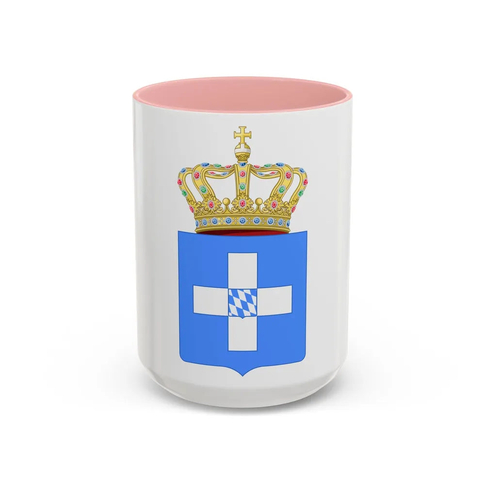Lesser Coat of Arms of Greece (Wittelsbach) - Accent Coffee Mug 15oz Pink - Go Mug Yourself