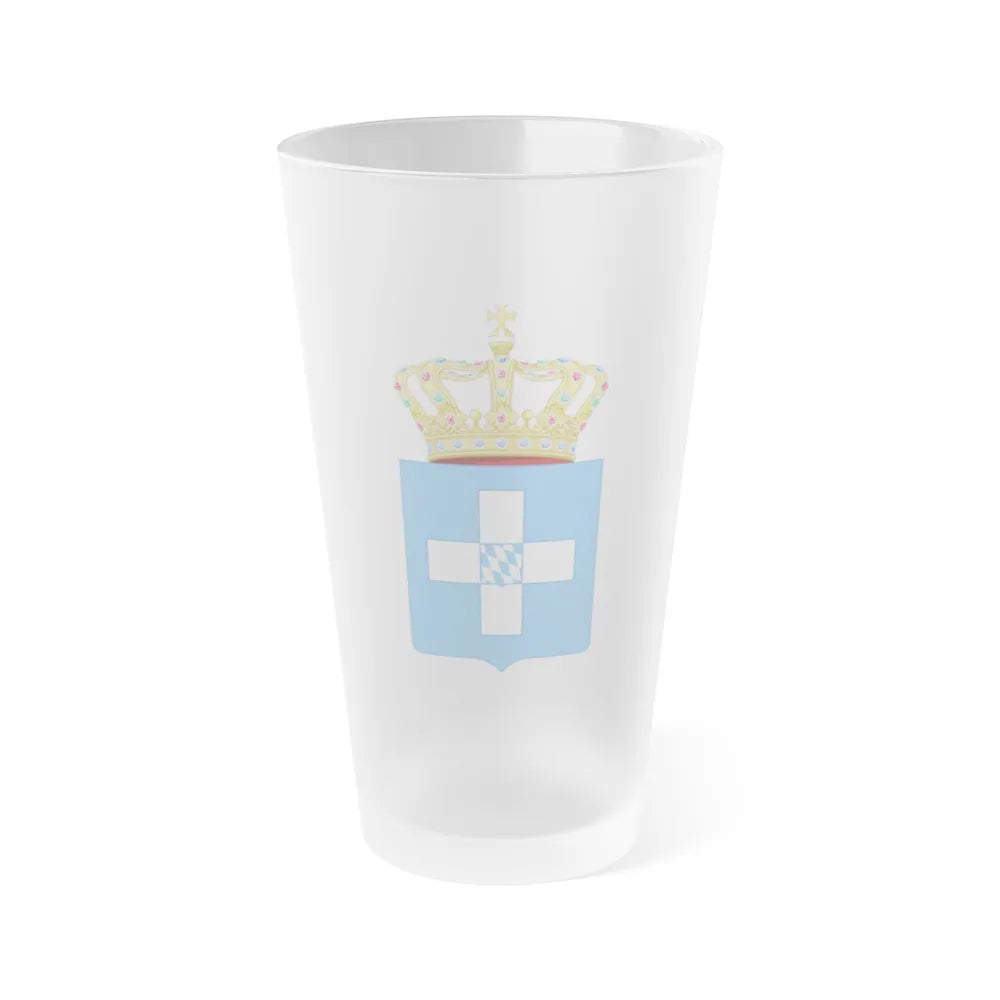 Lesser Coat of Arms of Greece (Wittelsbach) - Frosted Pint Glass 16oz-Go Mug Yourself