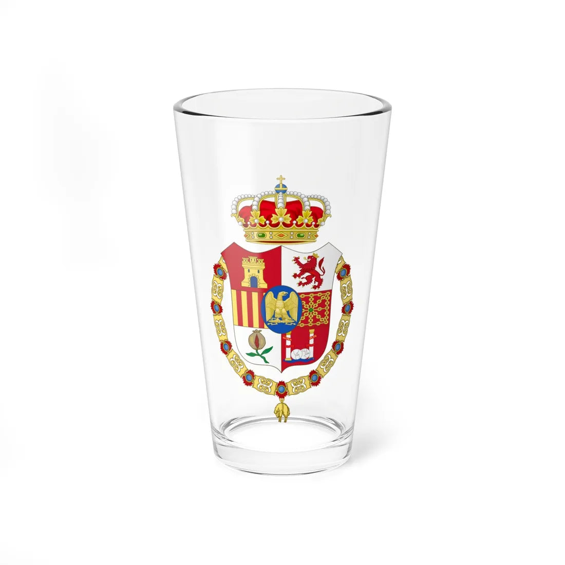 Lesser Coat of Arms of Joseph Bonaparte as King of Spain-Golden Fleece Variant (Spain) (Coat of Arms) Pint Glass 16oz 16oz - Go Mug Yourself