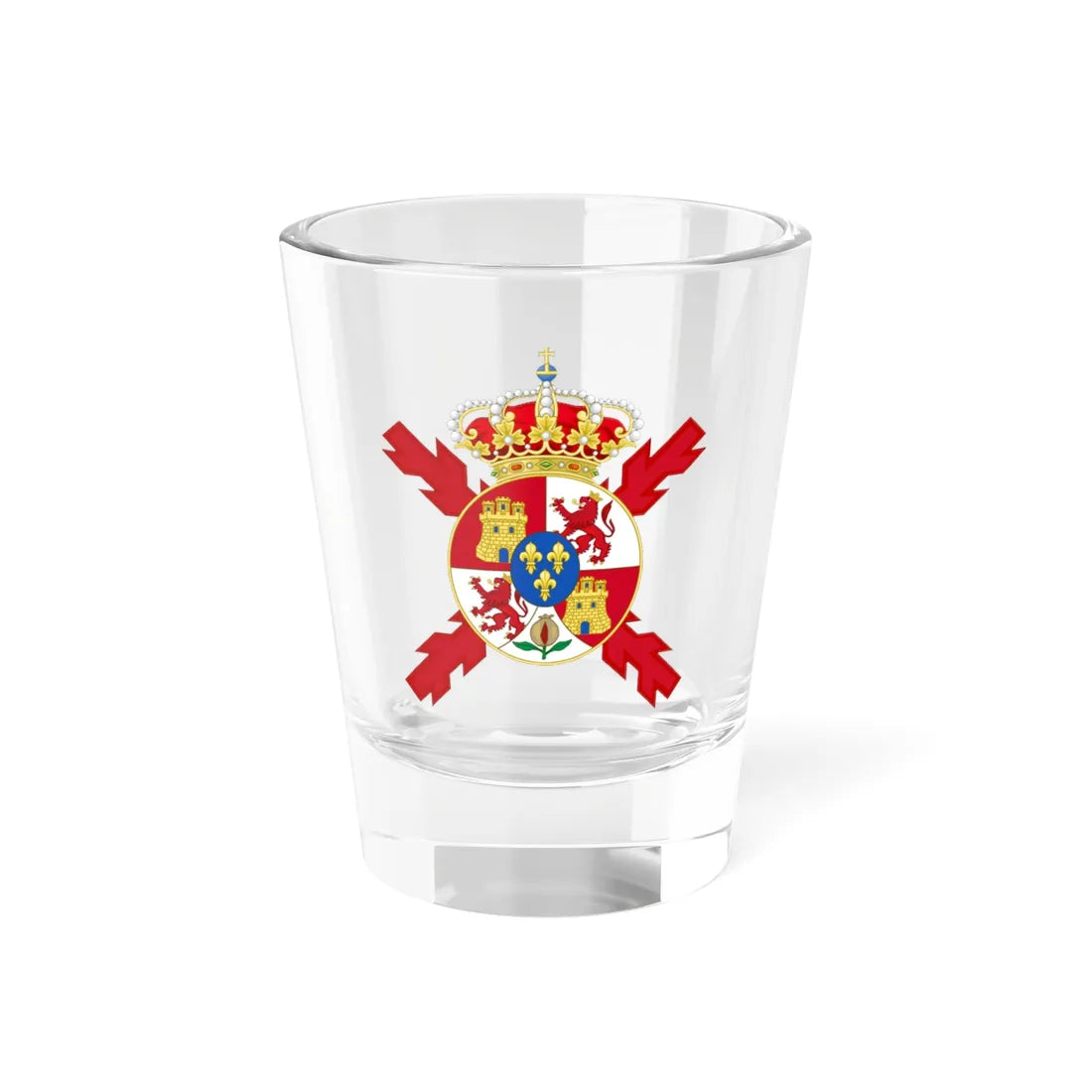 Lesser Coat of arms of Spain 1843-1868 and 1874-1931-Version of the Colours (Spain) (Coat of Arms) Shot Glass 1.5oz 1.5oz - Go Mug Yourself