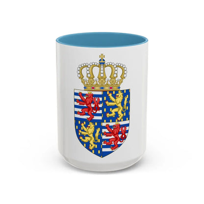Lesser coat of arms of the Grand Duke of Luxembourg (2000) - Accent Coffee Mug 15oz Light Blue - Go Mug Yourself