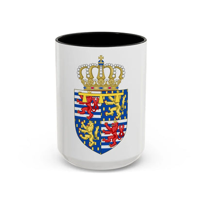 Lesser coat of arms of the Hereditary Grand Duke of Luxembourg (2000) - Accent Coffee Mug 15oz Black - Go Mug Yourself