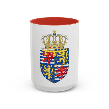 Lesser coat of arms of the Hereditary Grand Duke of Luxembourg (2000) - Accent Coffee Mug 15oz Red - Go Mug Yourself