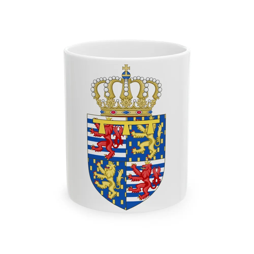 Lesser coat of arms of the Hereditary Grand Duke of Luxembourg (2000) - White Coffee Mug-11oz-Go Mug Yourself