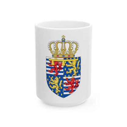 Lesser coat of arms of the Hereditary Grand Duke of Luxembourg (2000) - White Coffee Mug-15oz-Go Mug Yourself