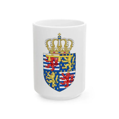 Lesser coat of arms of the Hereditary Grand Duke of Luxembourg (2000) - White Coffee Mug 15oz - Go Mug Yourself
