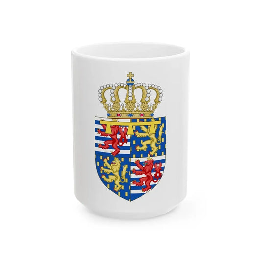 Lesser coat of arms of the Hereditary Grand Duke of Luxembourg (2000) - White Coffee Mug 15oz - Go Mug Yourself