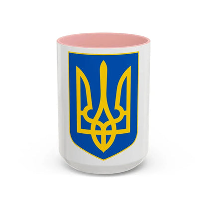 Lesser Coat of Arms of Ukraine - Accent Coffee Mug 15oz Pink - Go Mug Yourself