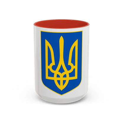 Lesser Coat of Arms of Ukraine - Accent Coffee Mug 15oz Red - Go Mug Yourself