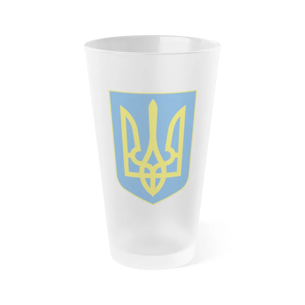 Lesser Coat of Arms of Ukraine - Frosted Pint Glass 16oz-Go Mug Yourself