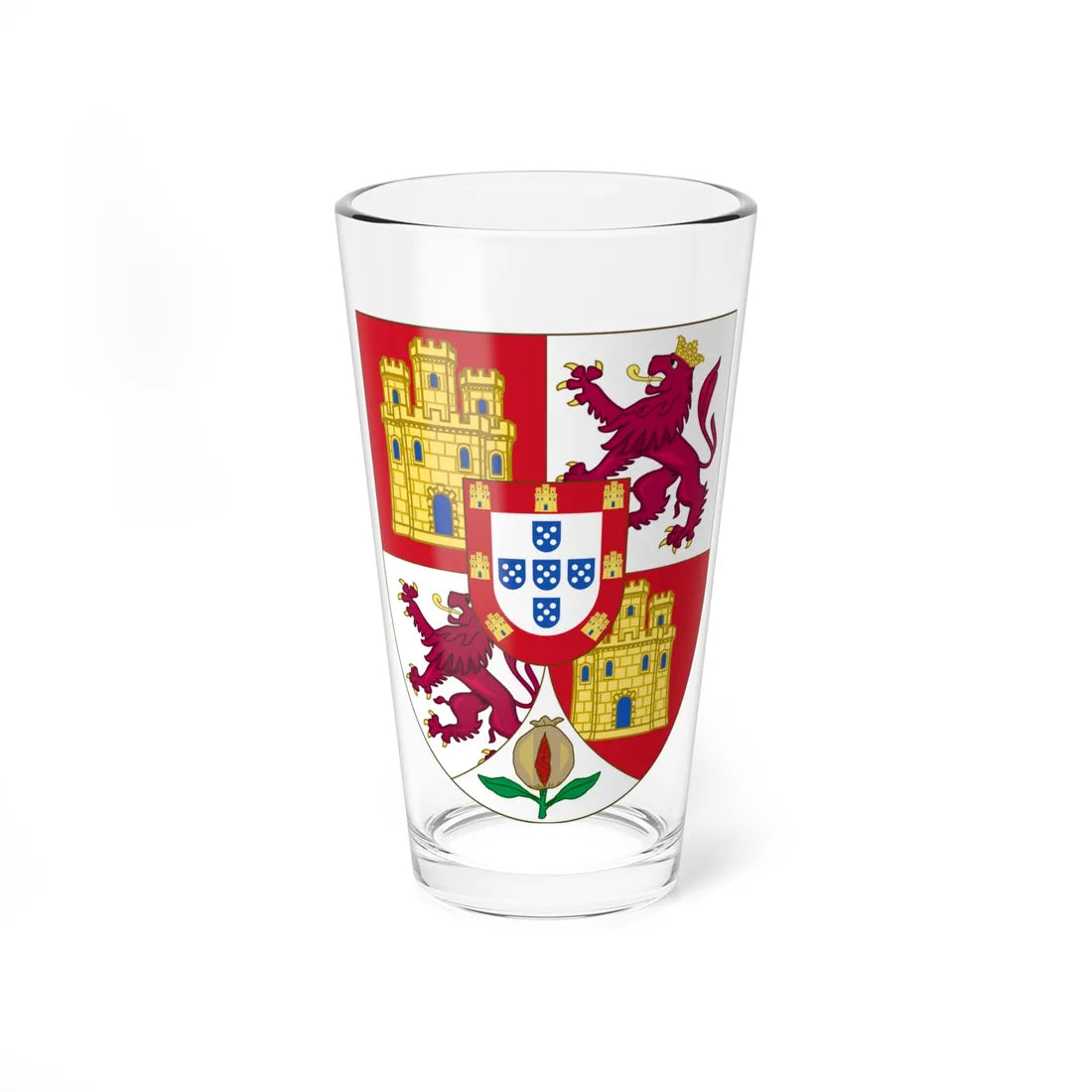 Lesser Royal Arms of Spanish Monarch Portuguese Inescutcheon (Spain) (Coat of Arms) Pint Glass 16oz 16oz - Go Mug Yourself