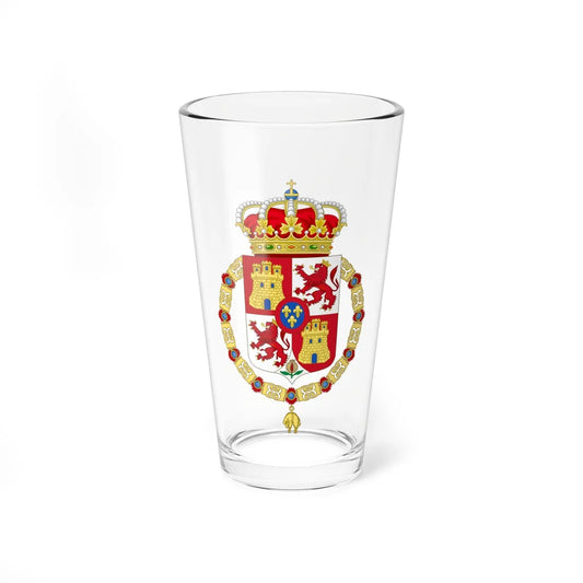 Lesser Royal Coat of Arms of Spain 1700-1868 and 1834-1930 Golden Fleece Variant (Spain) (Coat of Arms) Pint Glass 16oz 16oz - Go Mug Yourself