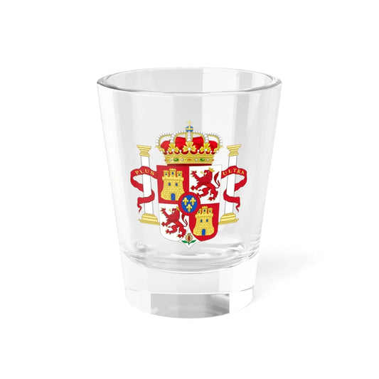 Lesser Royal Coat of Arms of Spain 1700-1868 and 1834-1930 Pillars of Hercules Variant (Equatorial Guinea) (Coat of Arms) Shot Glass 1.5oz 1.5oz - Go Mug Yourself
