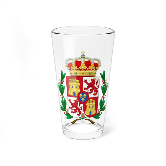 Lesser Royal Coat of Arms of Spain 1700-1868 and 1874-1930 Laurel Variant (Spain) (Coat of Arms) Pint Glass 16oz 16oz - Go Mug Yourself