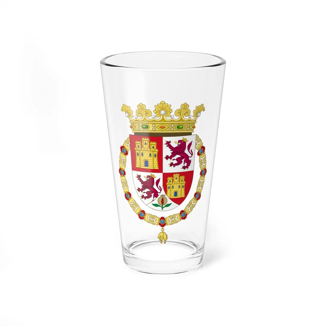 Lesser Royal Coat of Arms of Spain c.1504-1580 (Spain) (Coat of Arms) Pint Glass 16oz 16oz - Go Mug Yourself