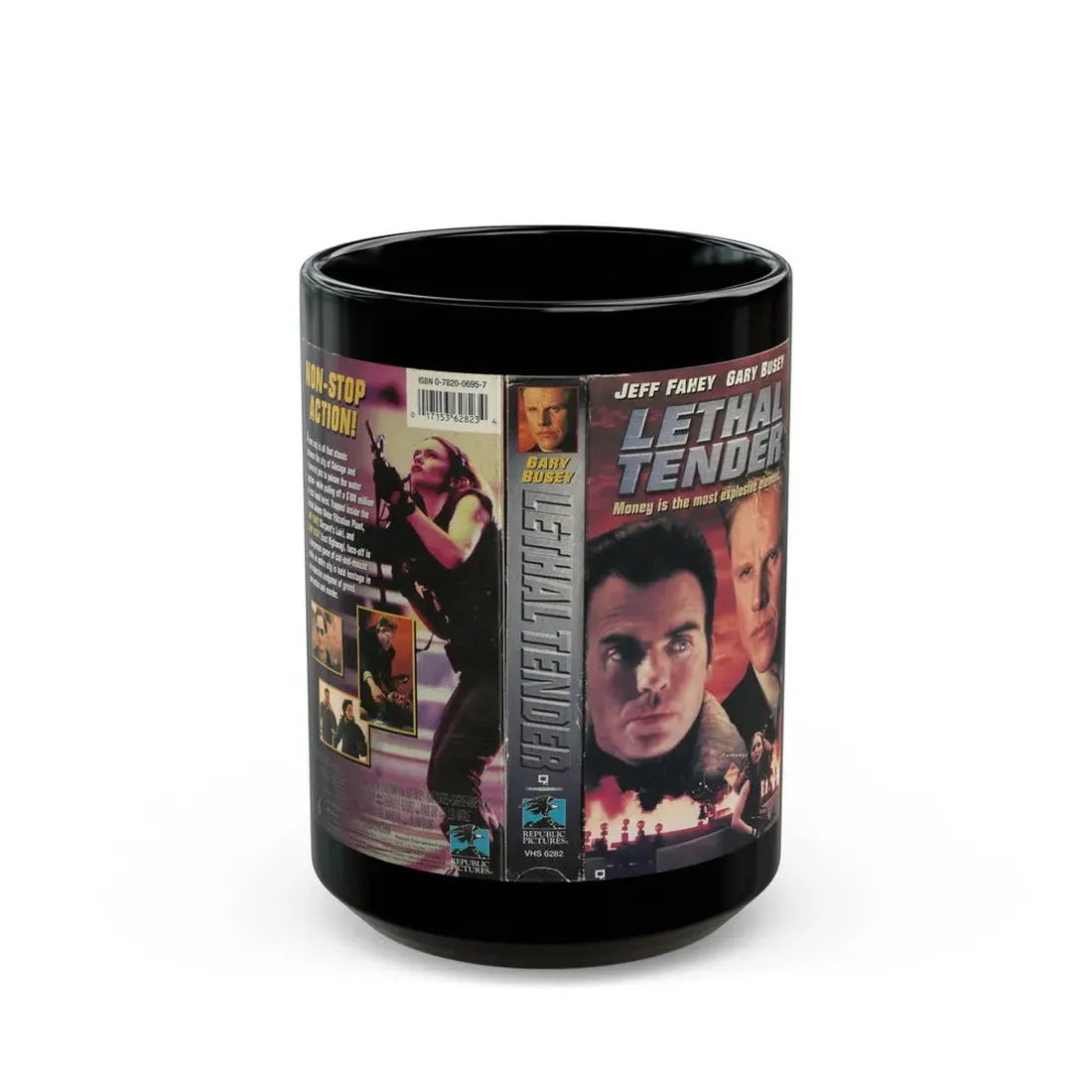 LETHAL TENDER JEFF FAHEY GARY BUSEY (VHS COVER) - Black Coffee Mug 15oz - Go Mug Yourself